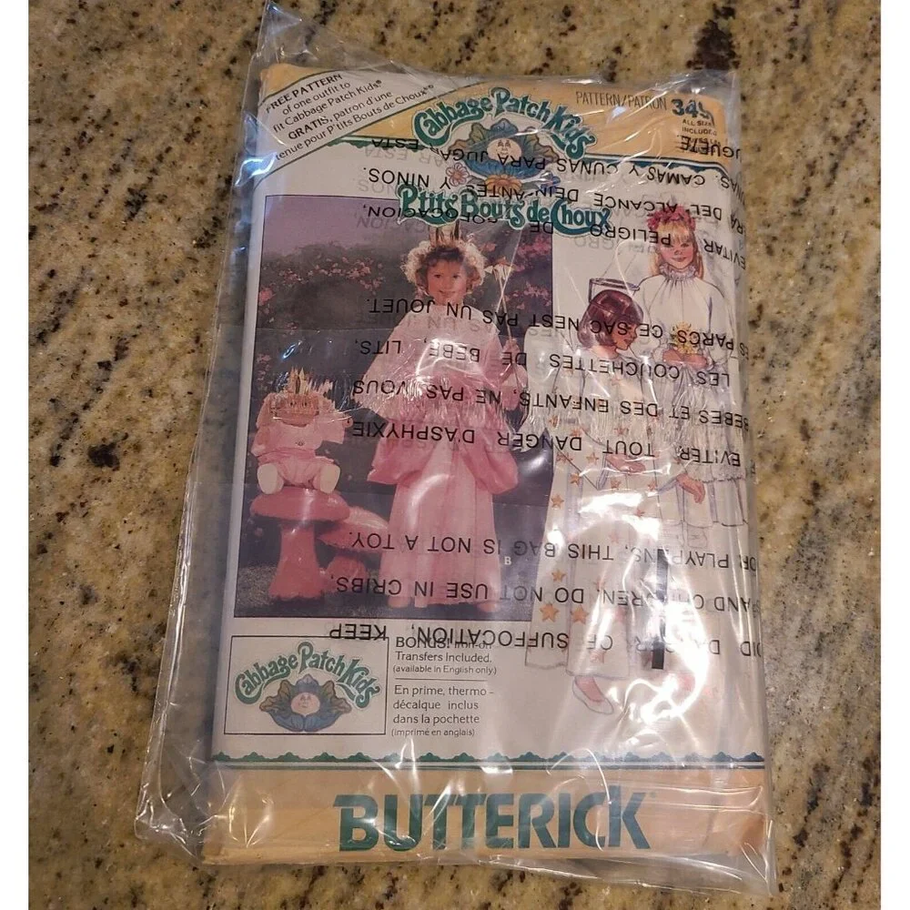 Butterick 3490 Cabbage Patch Kids Girls Costume Angel Bride Princess 4-14 Uncut